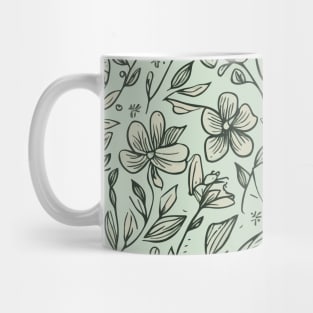 Floral Pattern Hand Drawn Sketch: Freehand Blossom Sketches Mug